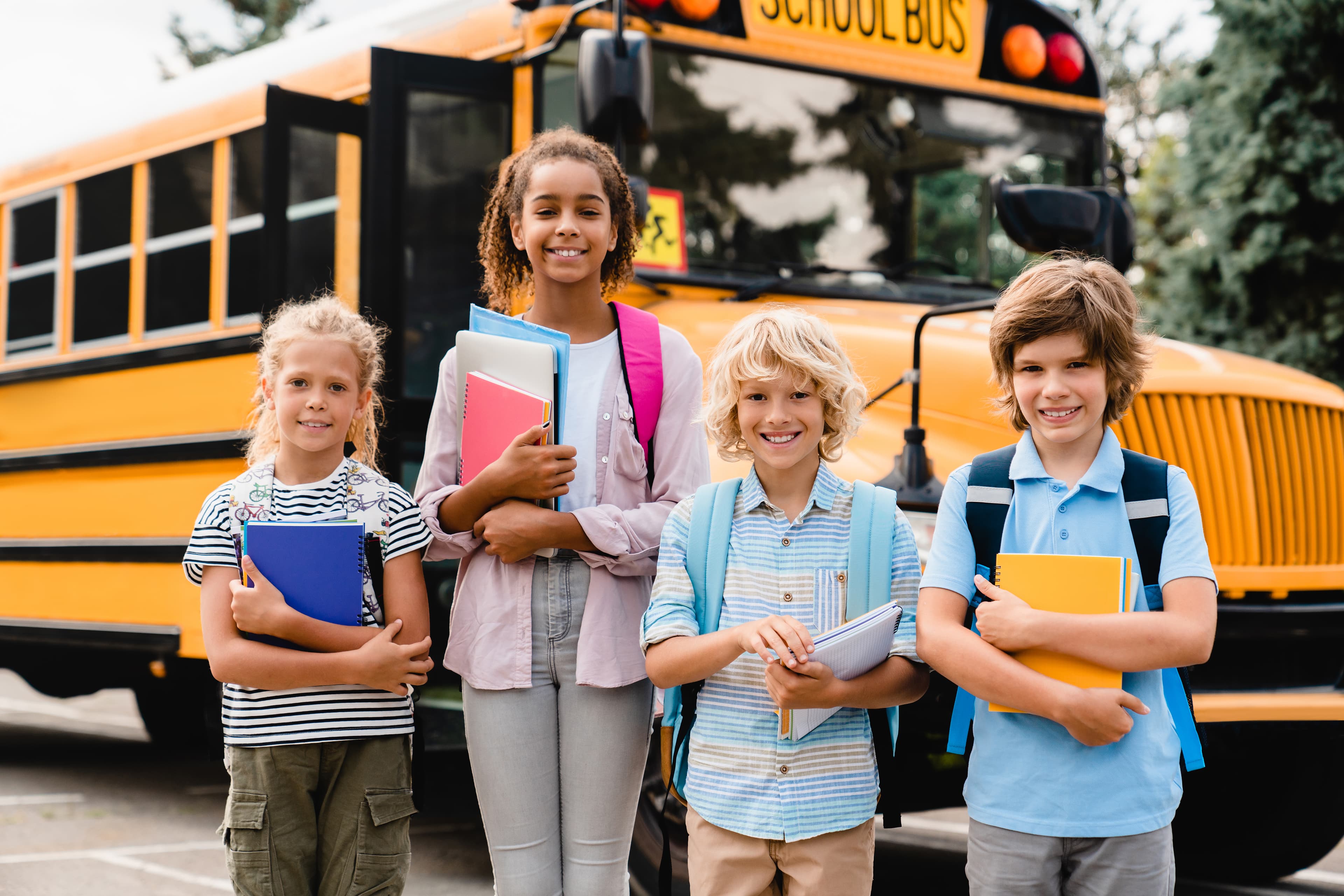 Students waiting at bus.